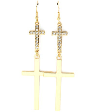 "ADINA"  CRYSTAL CROSS EARRINGS