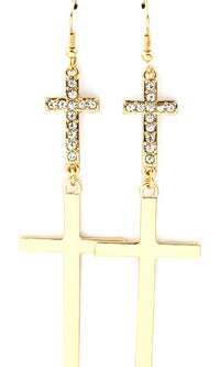 "ADINA"  CRYSTAL CROSS EARRINGS