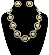 Rihanna Inspired LionHead CRYSTAL NECKLACE AND EARRING SET