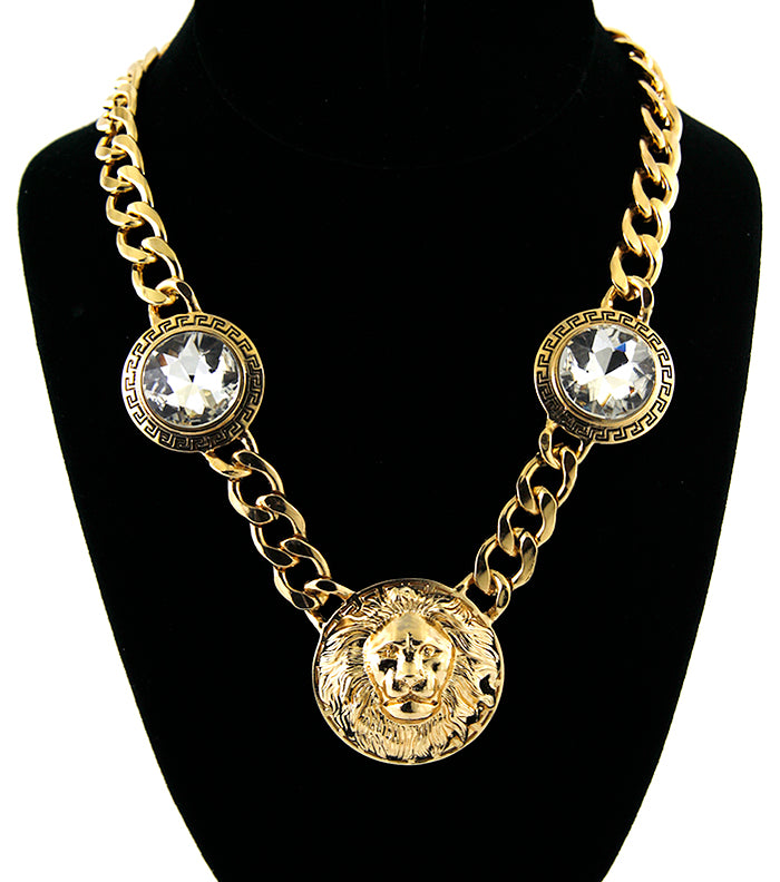 DESIGNER INSPIRED  LION CRYSTAL NECKLACE