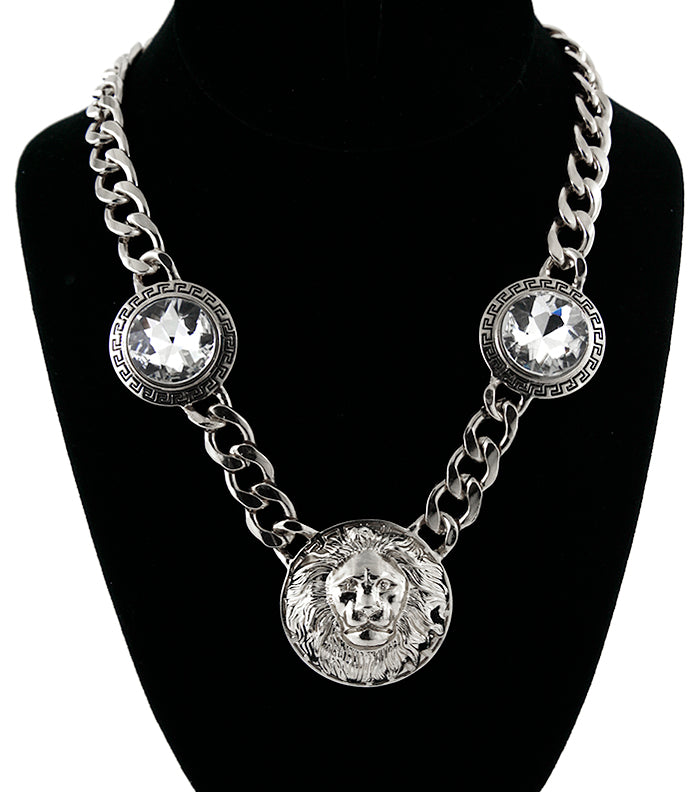 DESIGNER INSPIRED  LION CRYSTAL NECKLACE