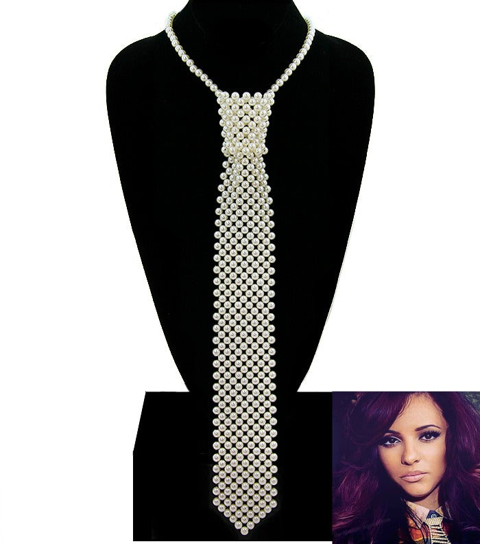 Long Pearl Neck Tie Necklace - Jewellery