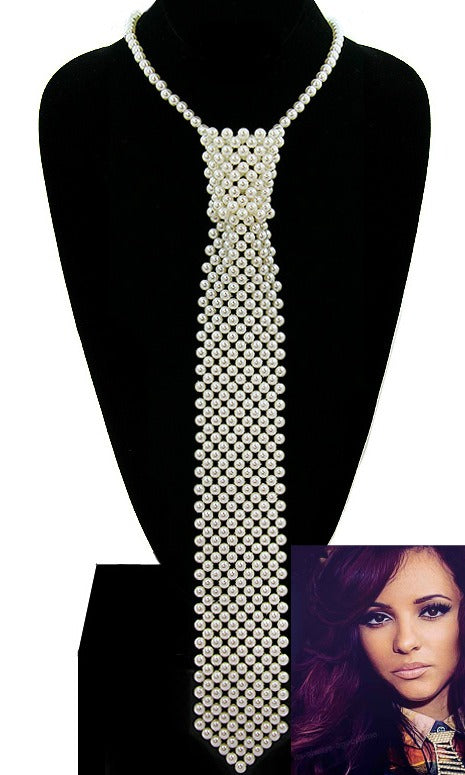 Long Pearl Neck Tie Necklace - Jewellery