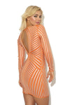 'MIMI' Orange & Silver Long Sleeve Bandage Dress