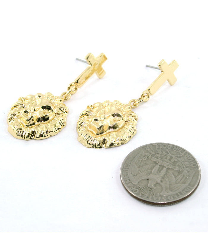 'RiRI'  LionHead Cross Earring