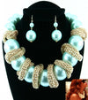 'Celeb' Pearl Necklace and Earring Set - Cream