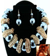 'Celeb' Pearl Necklace and Earring Set  - White