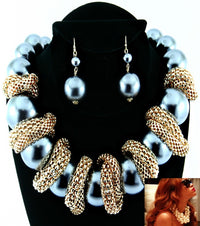 'Celeb' Pearl Necklace and Earring Set  - White