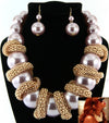 'Celeb' Pearl Necklace and Earring Set  - White