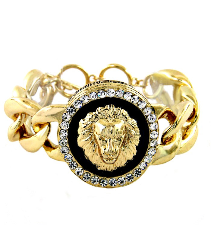 Von Rihanna inspiriertes Armband mit Kristall-Löwenkopf