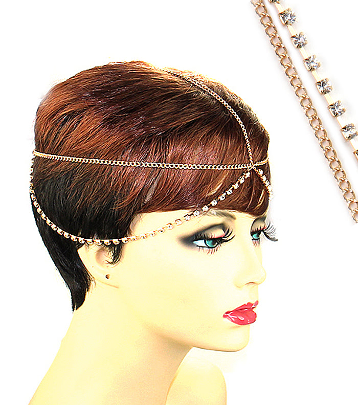 LAYRED DRAPED CRYSTAL HEADCHAIN