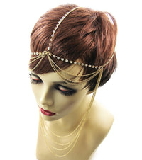 Crystal Drape HeadChains - Gold