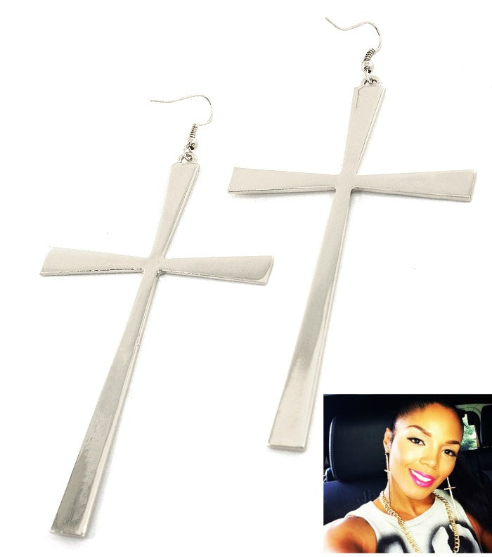 'EVELYN'  Fish Hook Cross Earrings
