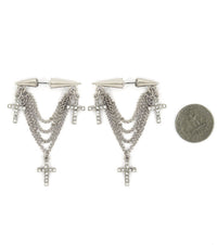 Crystal Spike Cross Earrings