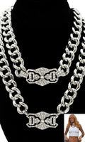 DOUBLE PENDANT ID CHAIN NECKLACE - SILVER