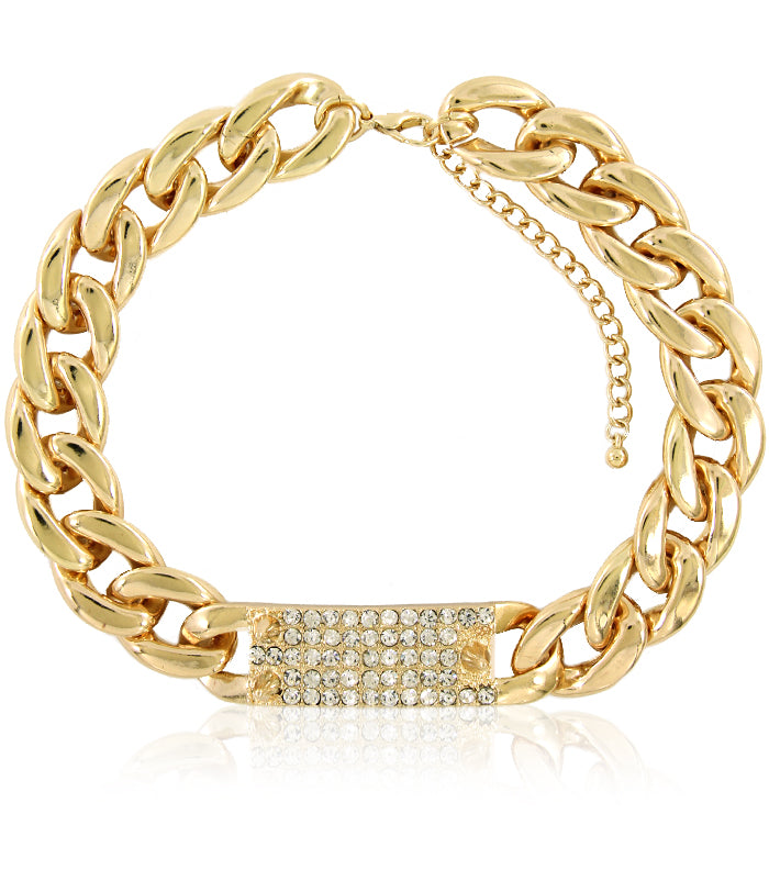 DIAMOND SPIKE ID GOLD NECKLACE