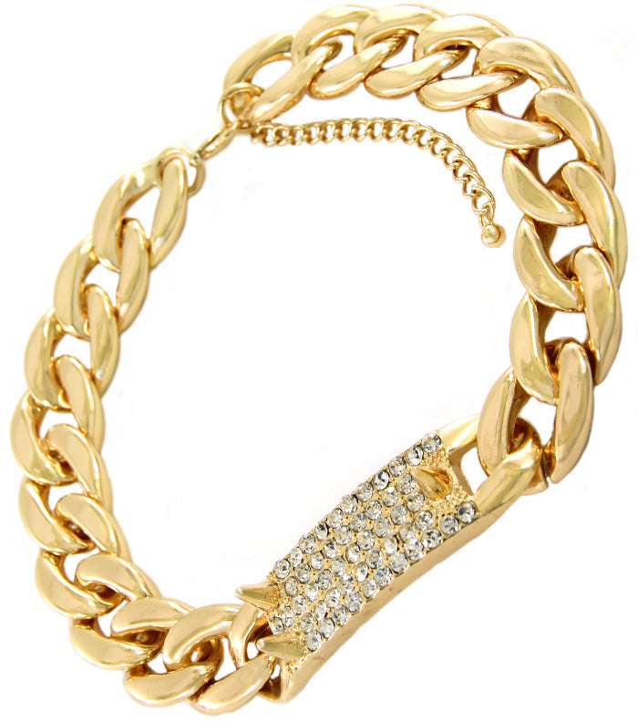 DIAMOND SPIKE ID GOLD NECKLACE