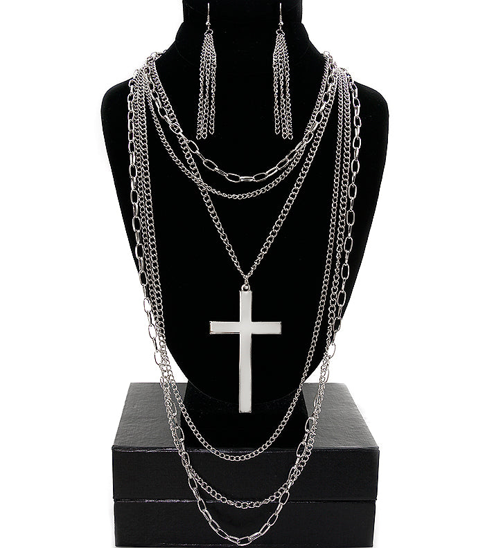 'KHLOE' CROSS NECKLACE SET