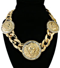 DESIGNER INSPIRED LionHead  Necklace - Gold