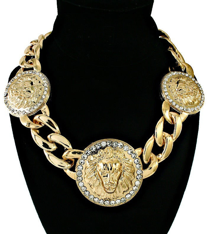 DESIGNER INSPIRED LionHead  Necklace - Gold
