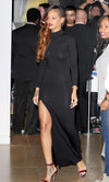 Celebrity Style Open Back Side Split Black Maxi Dress