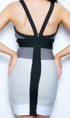 'NICKI'  DESCENDING STRIPES BODYCON  BANDAGE DRESS