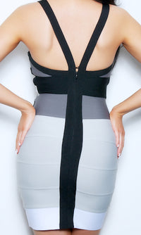 'NICKI'  DESCENDING STRIPES BODYCON  BANDAGE DRESS