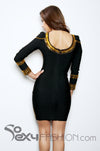 'BEYONCE'  LONG SLEEVE GOLD BEADED BANDAGE DRESS