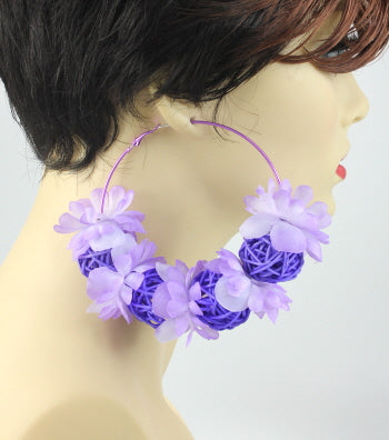 'HONEY BEE' FABRIC HOOP EARRING - GREEN