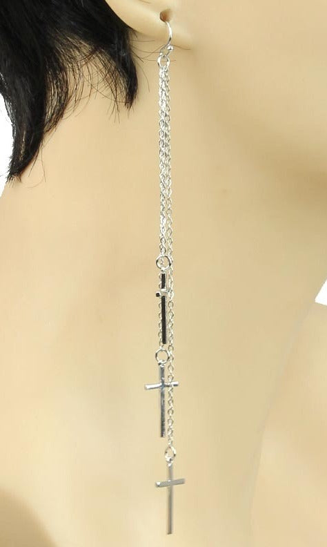 'Paris' Fish Hook Cross Earring