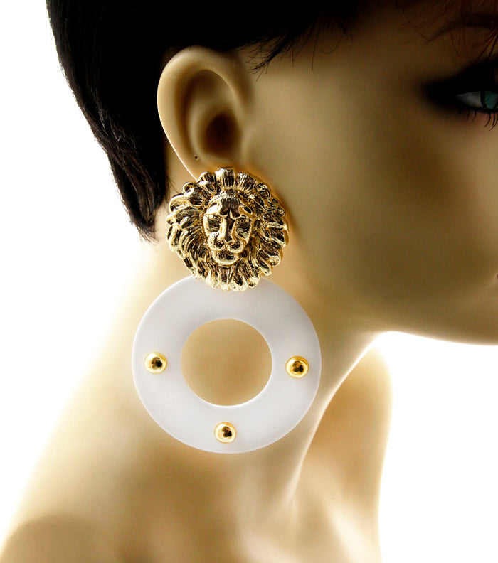 'J'ADORE'  LION ACRYLIC EARRINGS - Jewellery