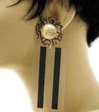 'JADORE'  Laser Cut Rectangle Earrings