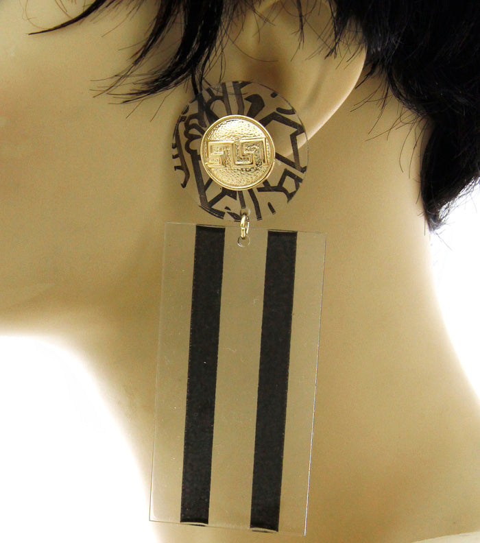 'JADORE'  Laser Cut Rectangle Earrings