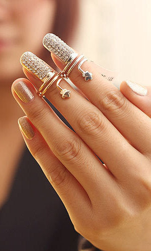 Adjustable Crystal Finger Tip Nail Ring