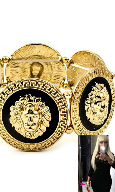 Armband 'NICKI' mit Löwenkopf – Gold