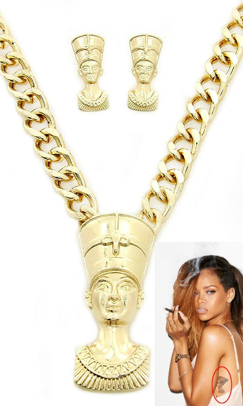 'RIRI' Egyptian Queen Necklace and Earring Set- Necklace - Jewellery