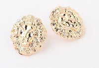 Gold Animal Lion Head earrings