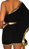 Kimono Style Mini Dress -  BLACK/GOLD